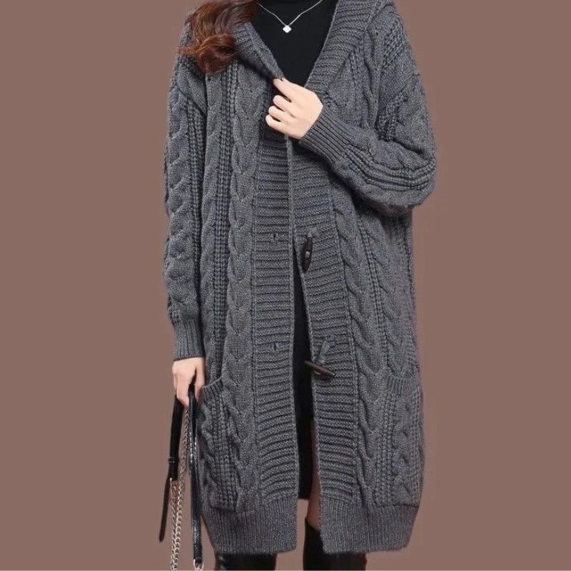 Levoire | Gilet long en tricot pour femmes avec poches Gris
