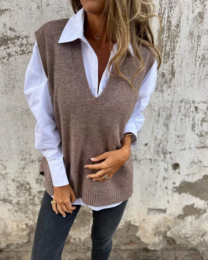 Levoire | Gilet en tricot élégant Gris-Brun