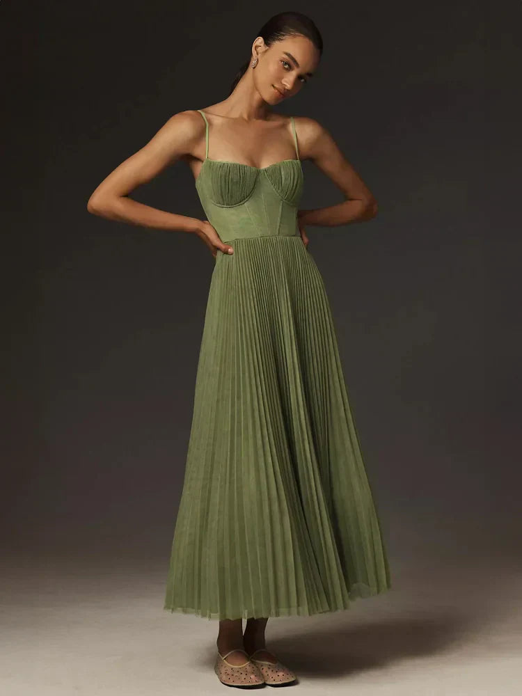Levoire | Robe pour femmes avec bretelles fines élégante et raffinée pour femmes Vert