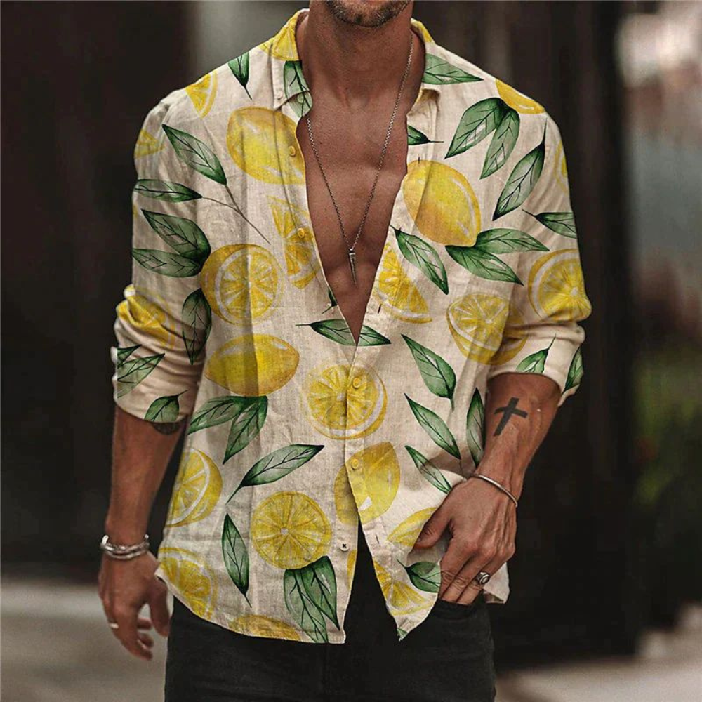 Levoire | Chemise d'été pour hommes Imprimé citron unique pour hommes