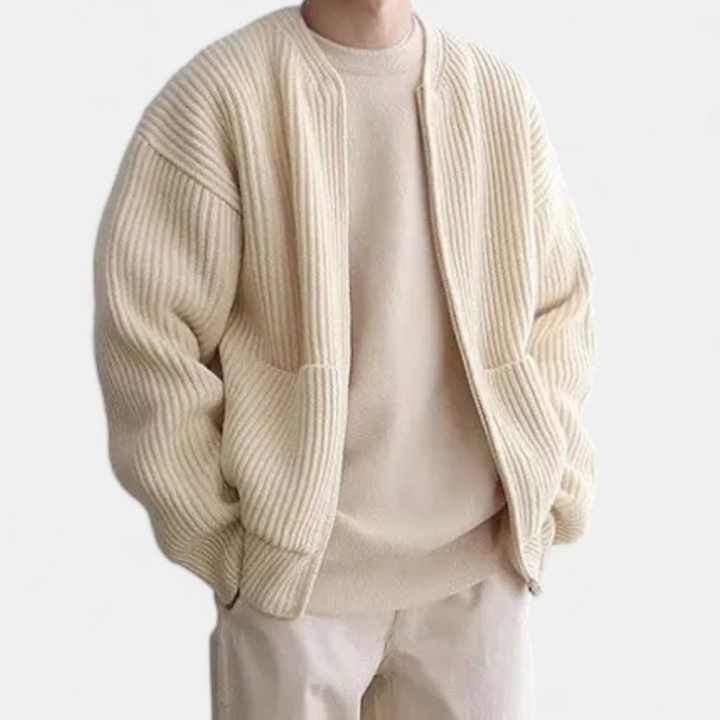 Levoire | Veste en tricot pour hommes avec fermeture éclair Abricot