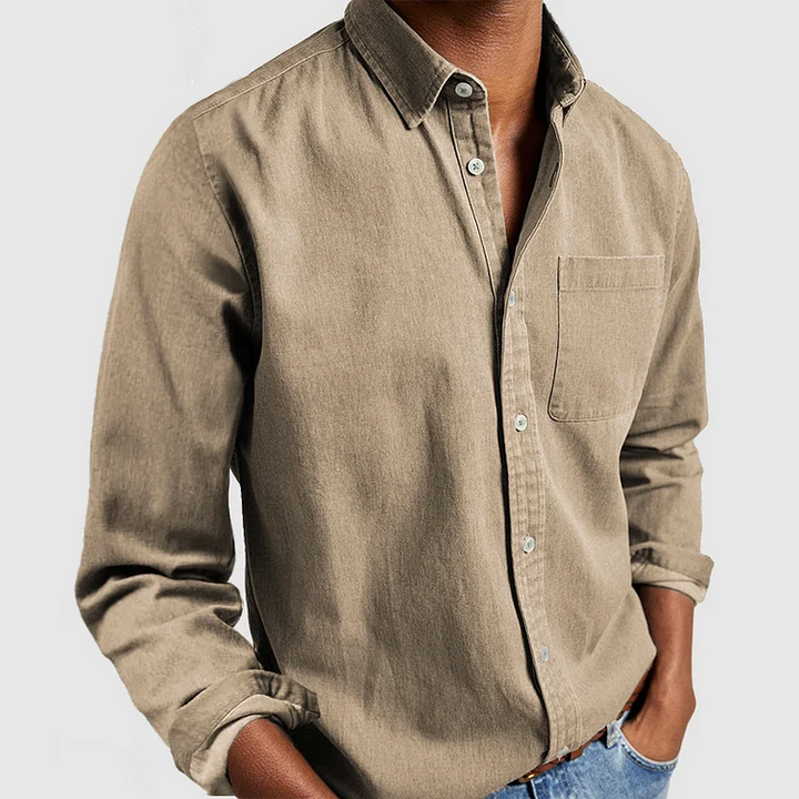 Levoire | Chic Blouse Homme Manches Longues Khaki