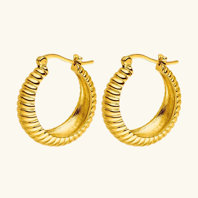 Levoire | Boucles D'Oreilles Kulta Hoop Avec Structure Or 24mm