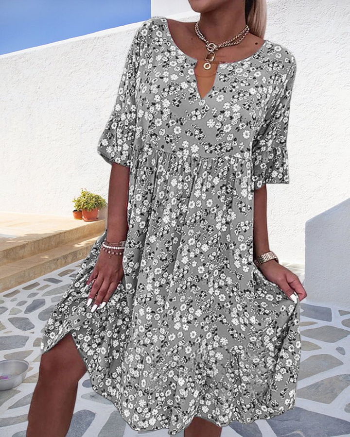 Levoire | Robe d'été pour femmes avec motif floral Robe tendance pour femmes Gris