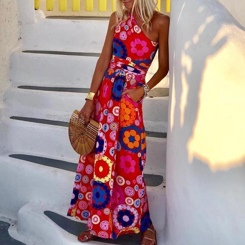 Levoire | Robe D'Été Élégante Robe Maxi Imprimée Rosa