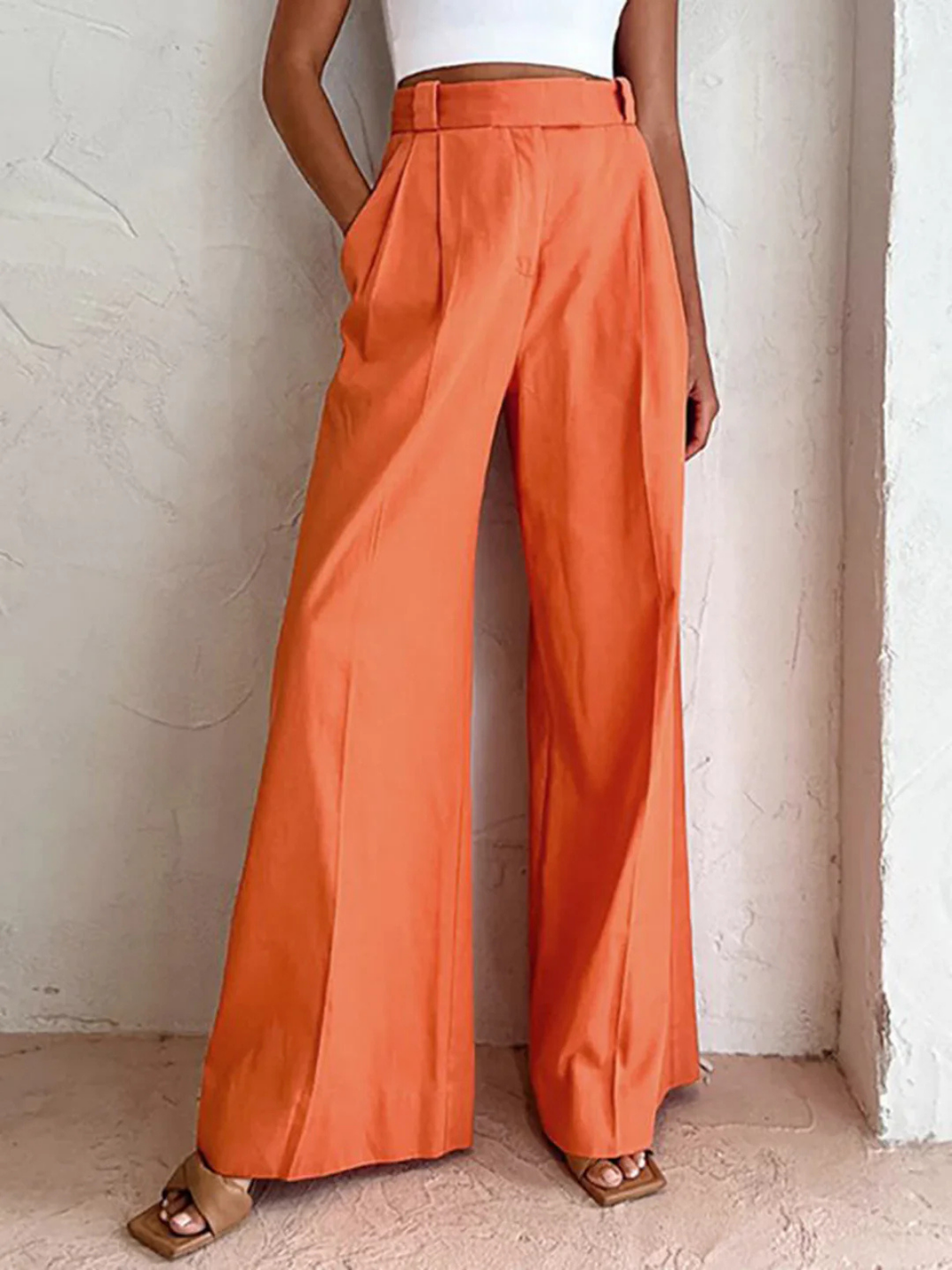 Levoire | Pantalons Larges Taille Haute Rennot Orange