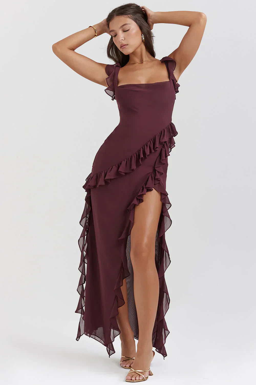 Levoire | Robe Élégante À Fermeture Éclair Chic Rouge foncé