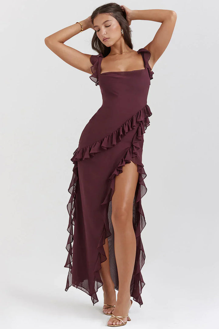 Levoire | Robe Élégante À Fermeture Éclair Chic Rouge foncé