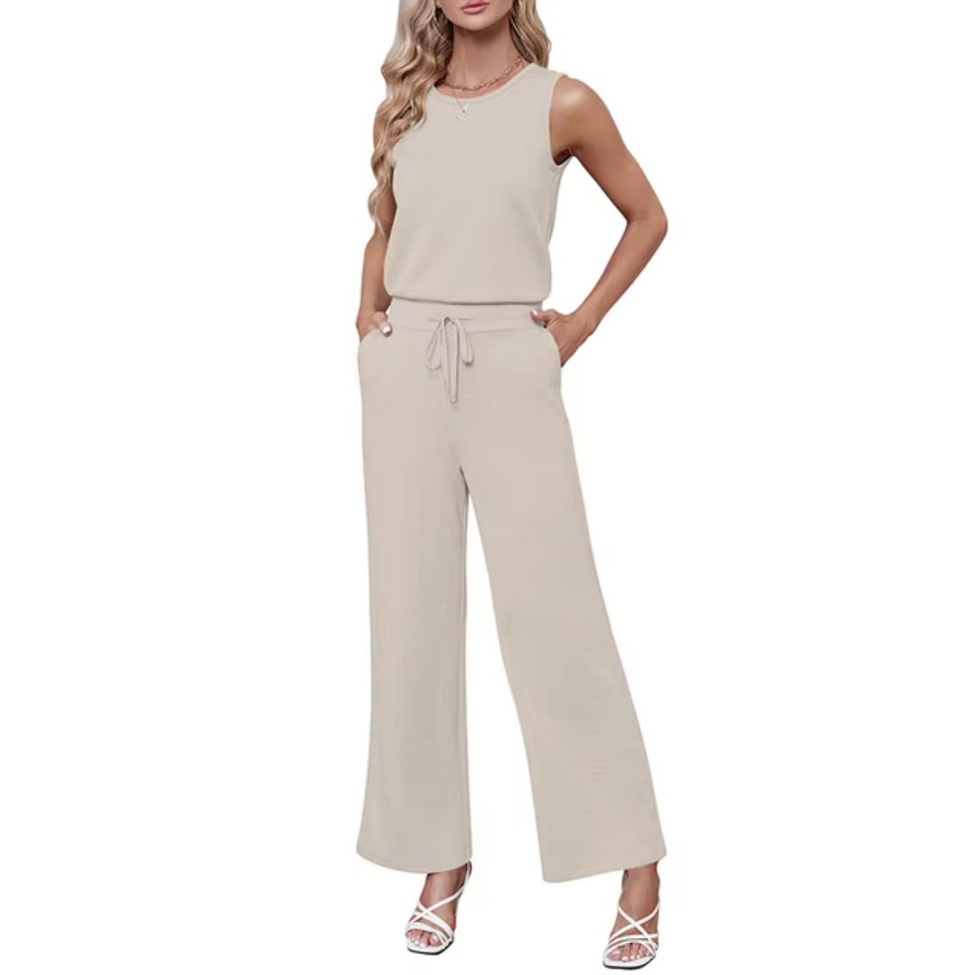 Levoire | Salopette Col Rond Sans Manches Beige