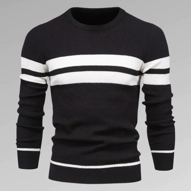 Levoire | Pull Avec Deux Rayures Horizontales Noir