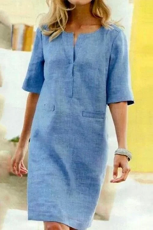Levoire | Robe droite à manches courtes Bleu clair
