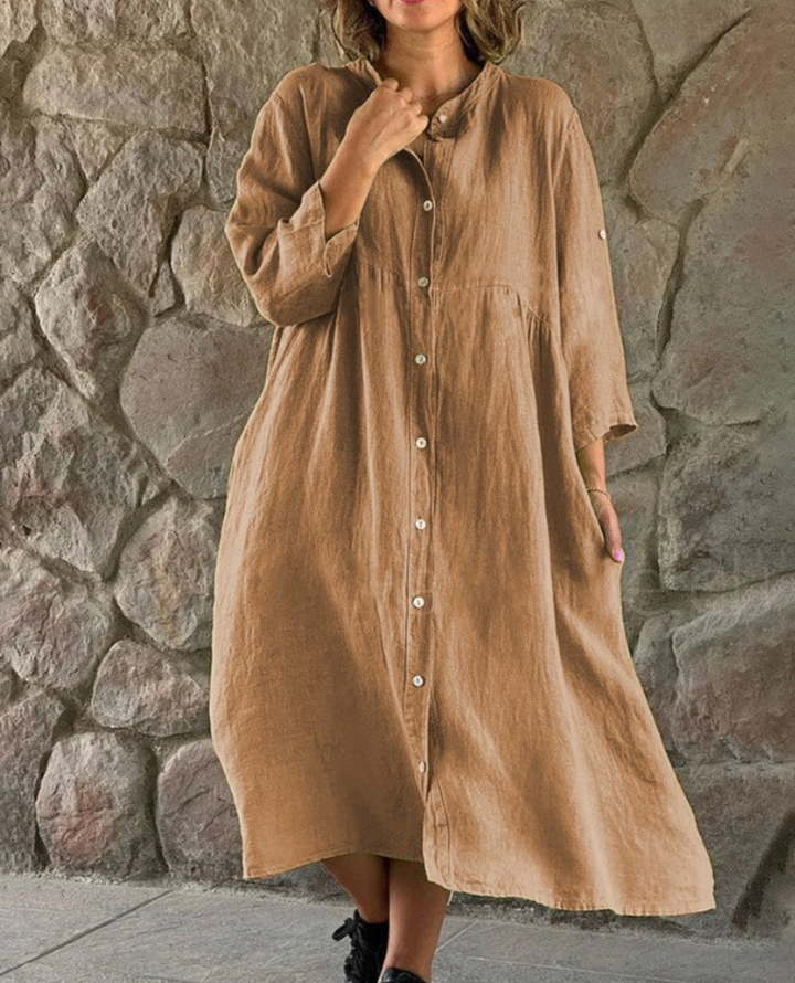 Levoire | Rento longue robe à boutons Braun