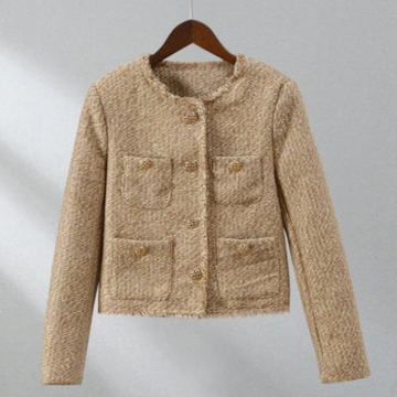 Levoire | Femmes Veste Élégante Avec Col Rond Veste Femme Tendance Khaki