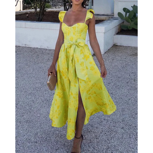 Levoire | Robe D'Invitée De Mariage Pour Femme Avec Nœud Papillon À La Taille - Midi