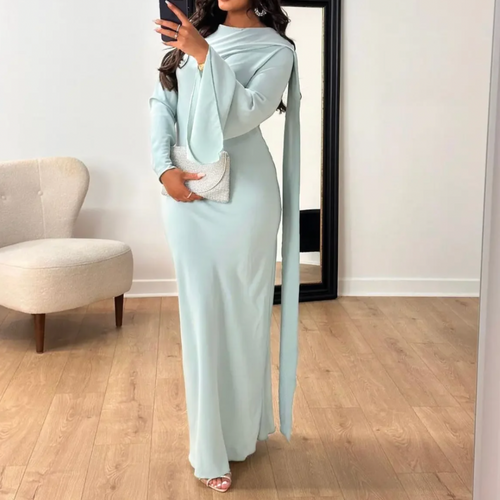 Levoire | Robe D'Invité De Mariage À Manches Longues Drapées - Maxi