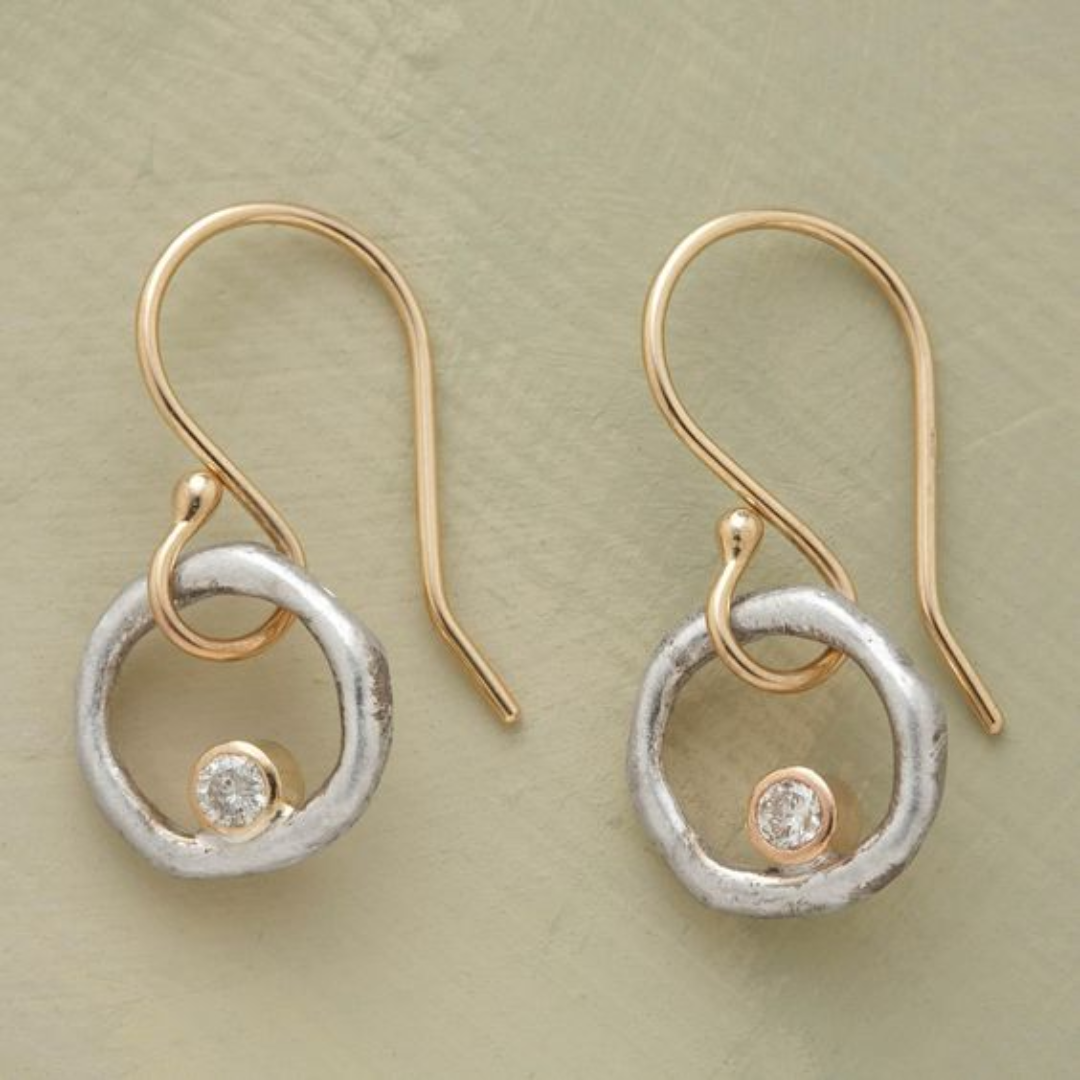 Levoire | Viiniponnistus Fleur D'Or Et D'Argent Zirkonia Boucles D'Oreilles Or