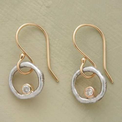 Levoire | Viiniponnistus Fleur D'Or Et D'Argent Zirkonia Boucles D'Oreilles Or