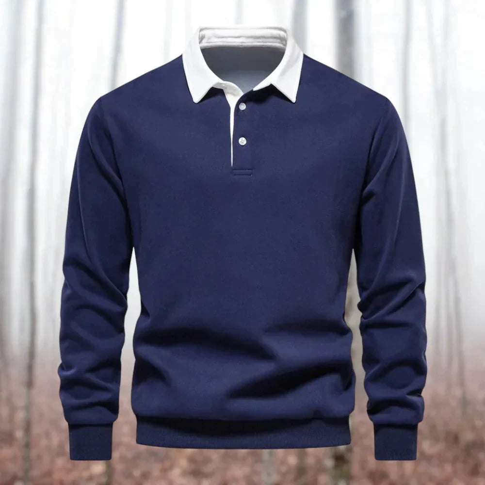 Levoire | Polo Shirt Avec Manches Longues FR Hommes Chic Marine bleu
