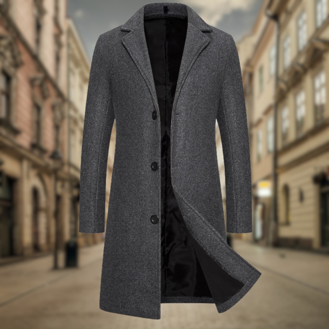 Levoire | Long manteau d'automne pour hommes Gris foncé