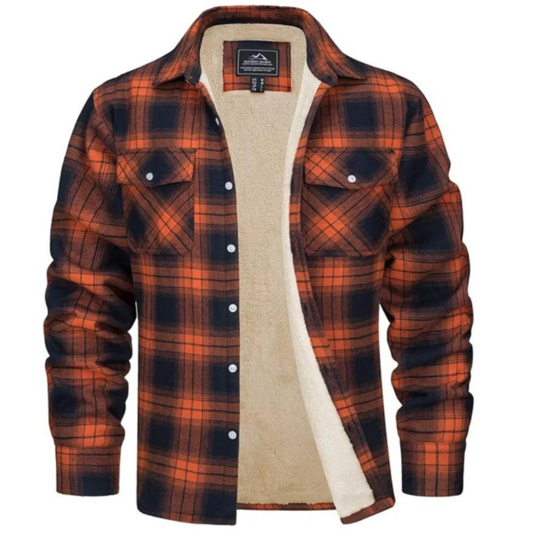 Levoire | Karo Boutonné Chemise pour Hommes Der Orange