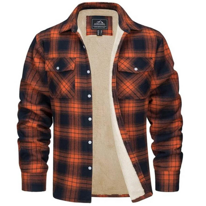 Levoire | Karo Boutonné Chemise pour Hommes Der Orange