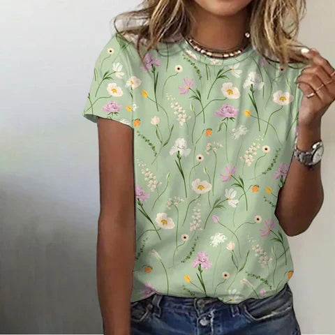 Levoire | Chemise À Fleurs Vertes Pour Femmes Elara