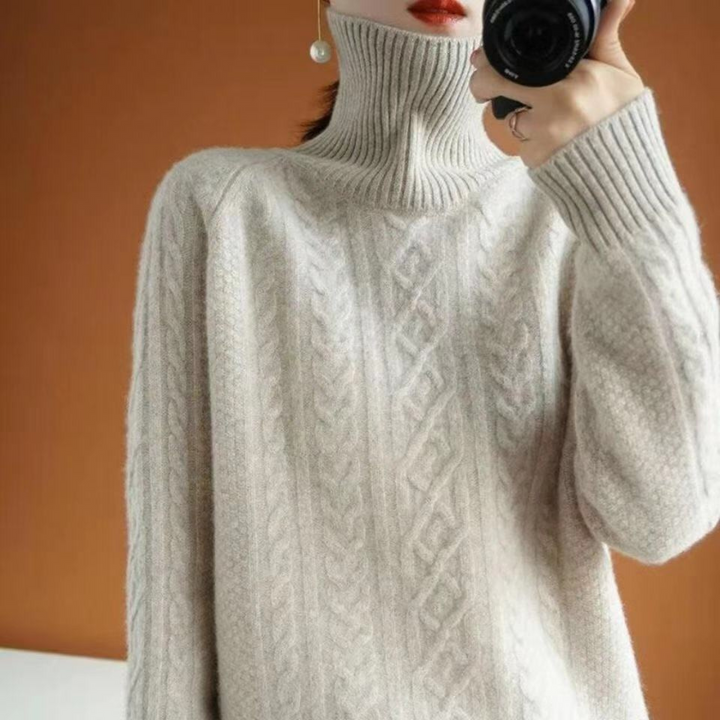 Levoire | Pull en tricot pour femmes col roulé chaud Gris Taille unique