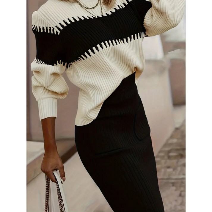 Levoire | Combinaison Pour Femmes Avec Pull À Col Roulé Et Jupe Pour Une Apparence Chaleureuse Noir