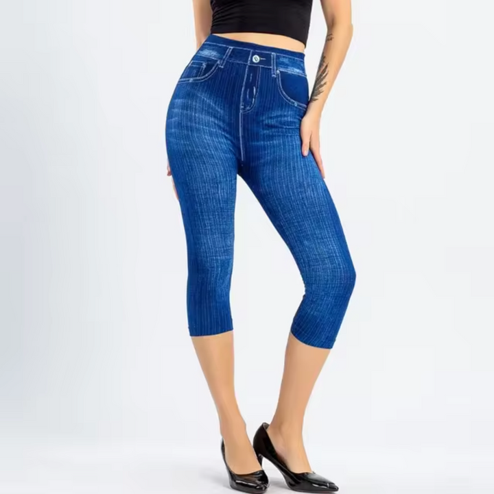 Levoire | Leggings Taille Haute Avec Motif Denim Bleu