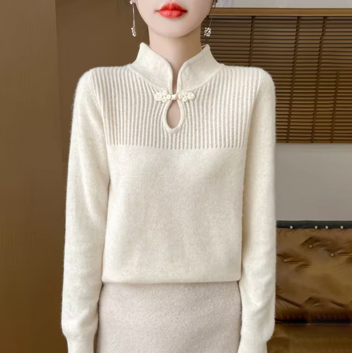 Levoire | Pull En Laine Tricoté Avec Col Montant Beige