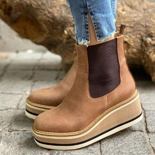 Levoire | Bottes À Talons Compensés Avec Bande Élastique Et Semelle Compensée Braun
