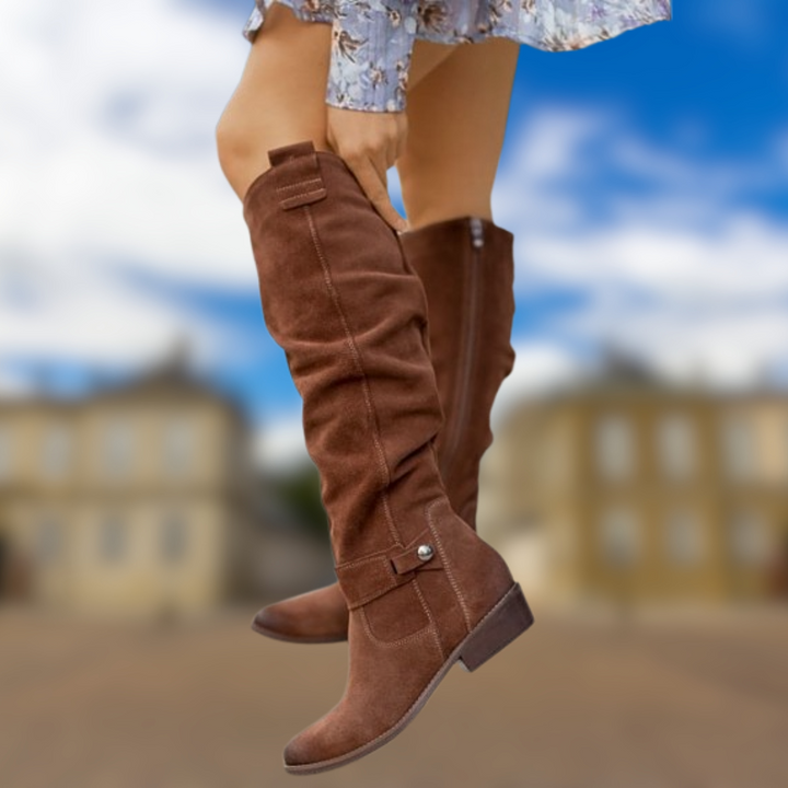 Levoire | Bottes hautes d'automne effet suédé Marrone Foncé