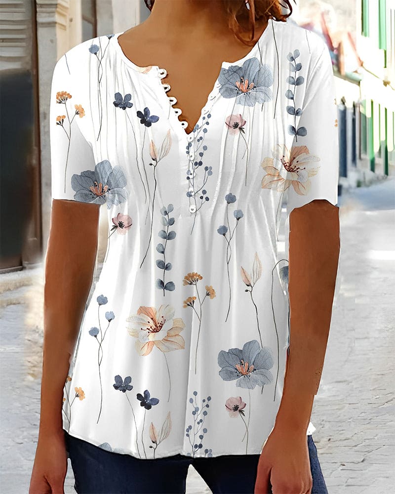 Levoire | Blouse À Manches Courtes Et Décolleté En V Blanc