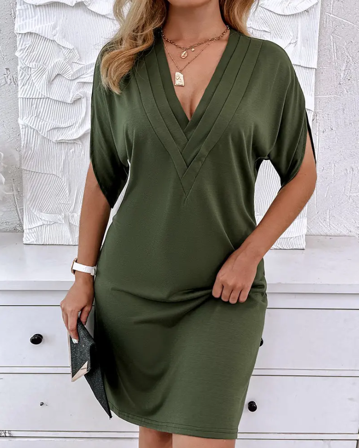 Levoire | Robe en coton lin élégante Vert