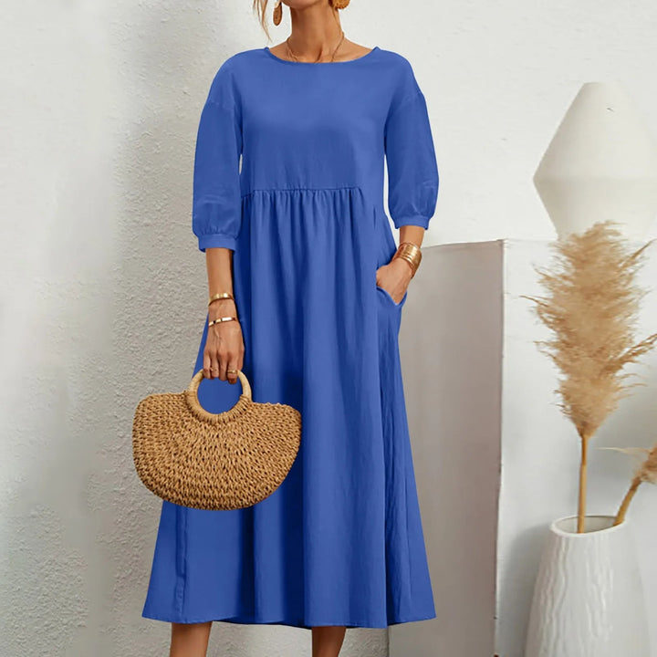 Levoire | Robe Midi Patchwork Bleu