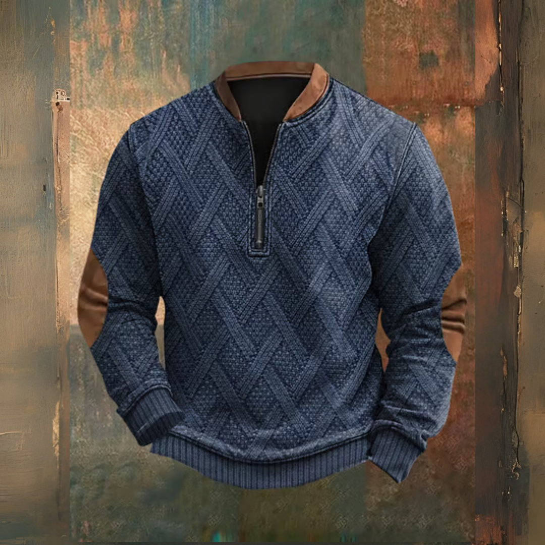 Levoire | Imprimé Rétro Western À Zip Pullover Bleu