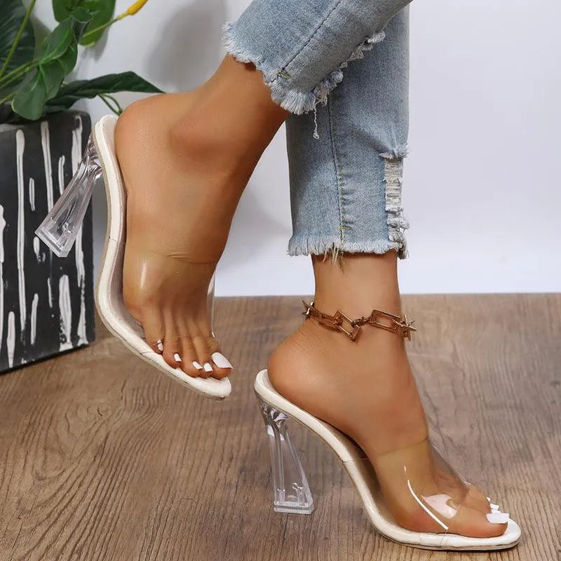 Levoire | Chaussons à semelle haute avec bout en cristal transparent
