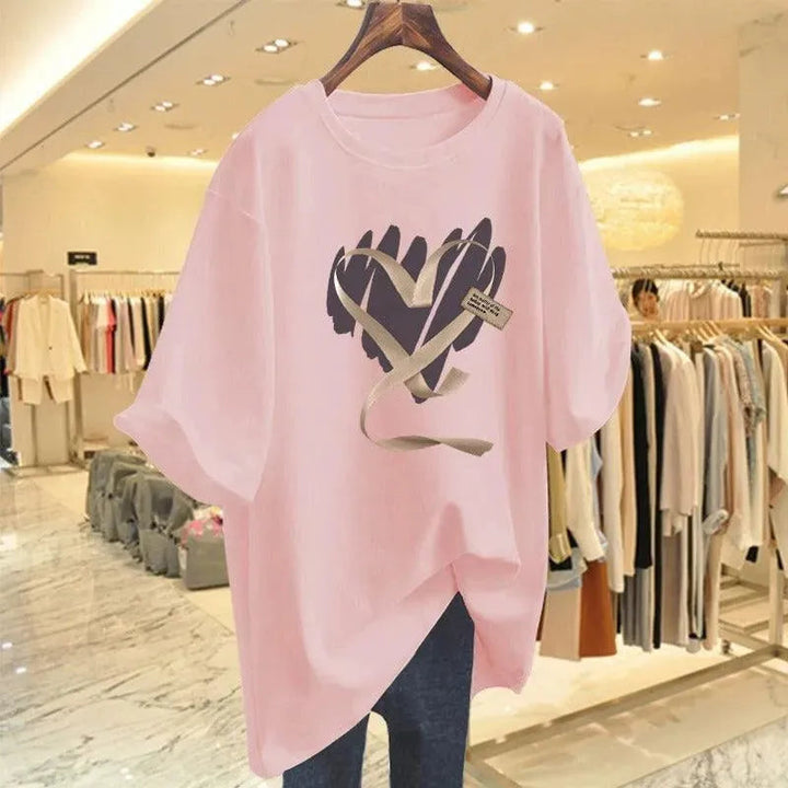 Levoire | T-shirt femme à manches courtes en coton de taille moyenne Rosa