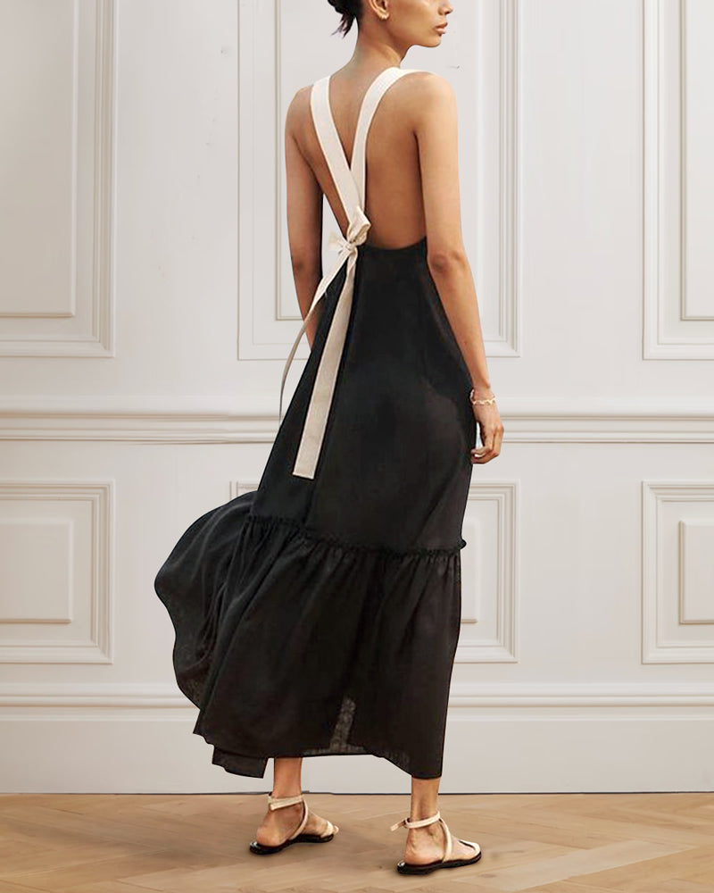 Levoire | Robe Dos Nu Contrastée Nouée