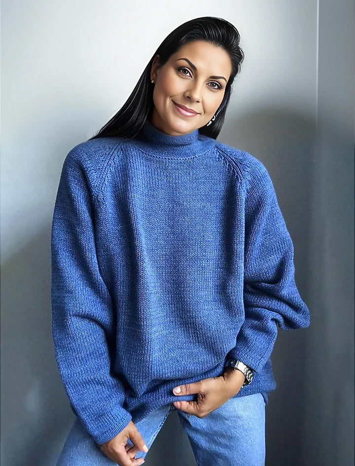 Levoire | Élégant Pull À Manches Longues En Tricot O-Fermeture Bleu