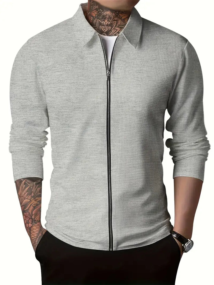 Levoire | Veste Décontractée Pour Hommes Avec Fermeture Éclair Et Col Retourné Pour Hommes Gris clair