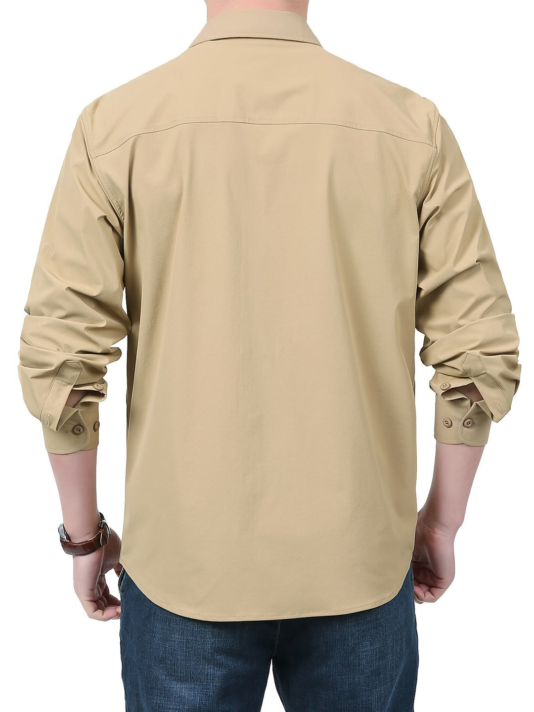 Levoire | Pour Hommes Chemise Cargo À Manches Longues Décontractée Unie