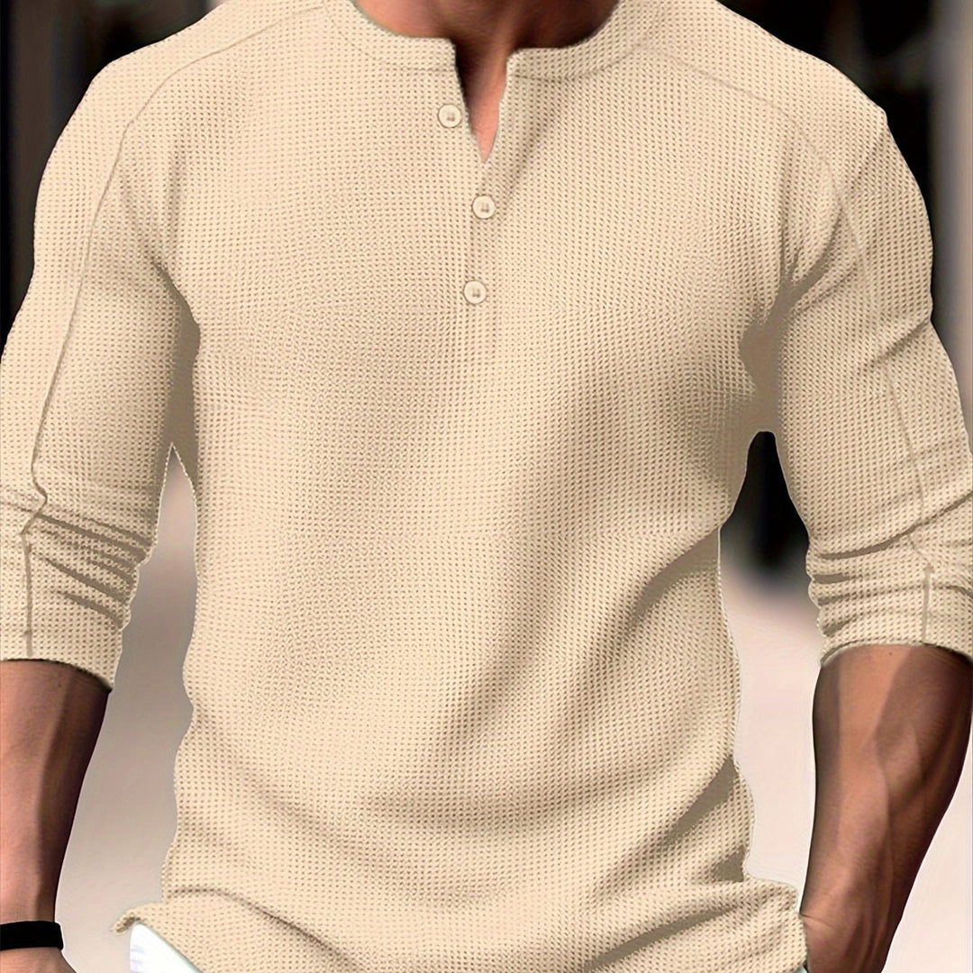 Levoire | T-Shirt Henley En Tricot Gaufré Homme Abricot