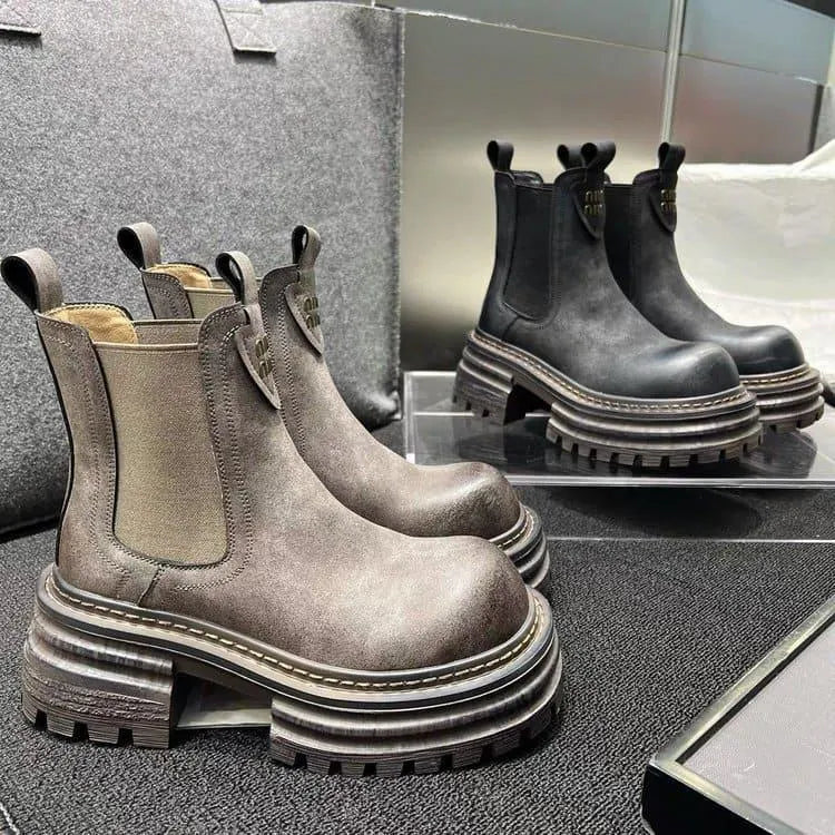 Levoire | Bottes rétro de style britannique à talon épais