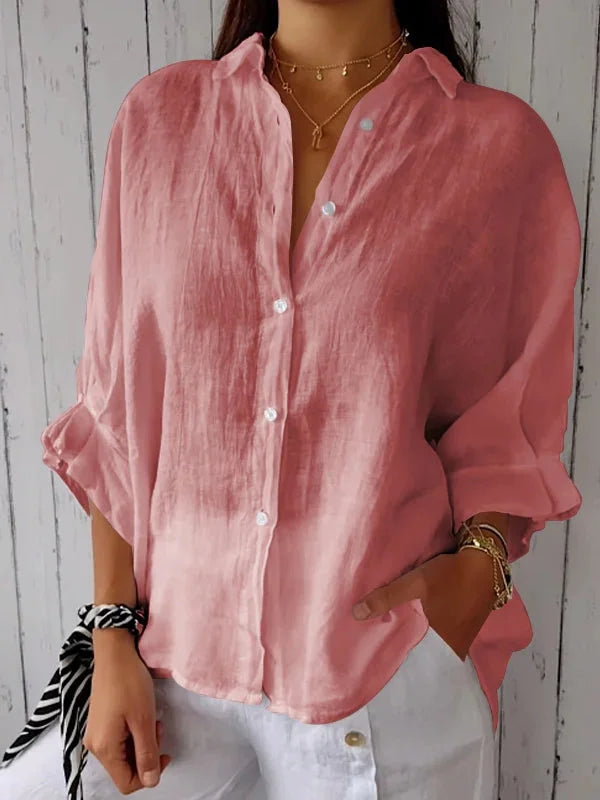 Levoire | Chemise à motif noué en coton et lin Rose