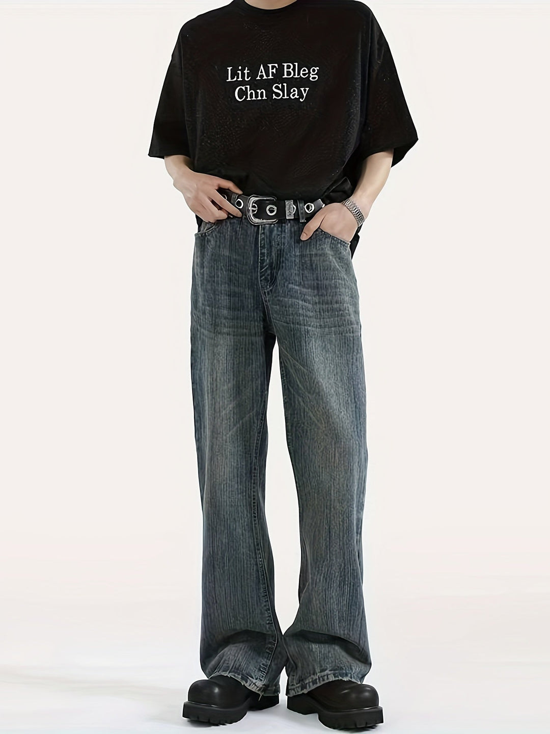 Levoire | Jeans Bootcut Avec Un Look Usé Bleu acier clair