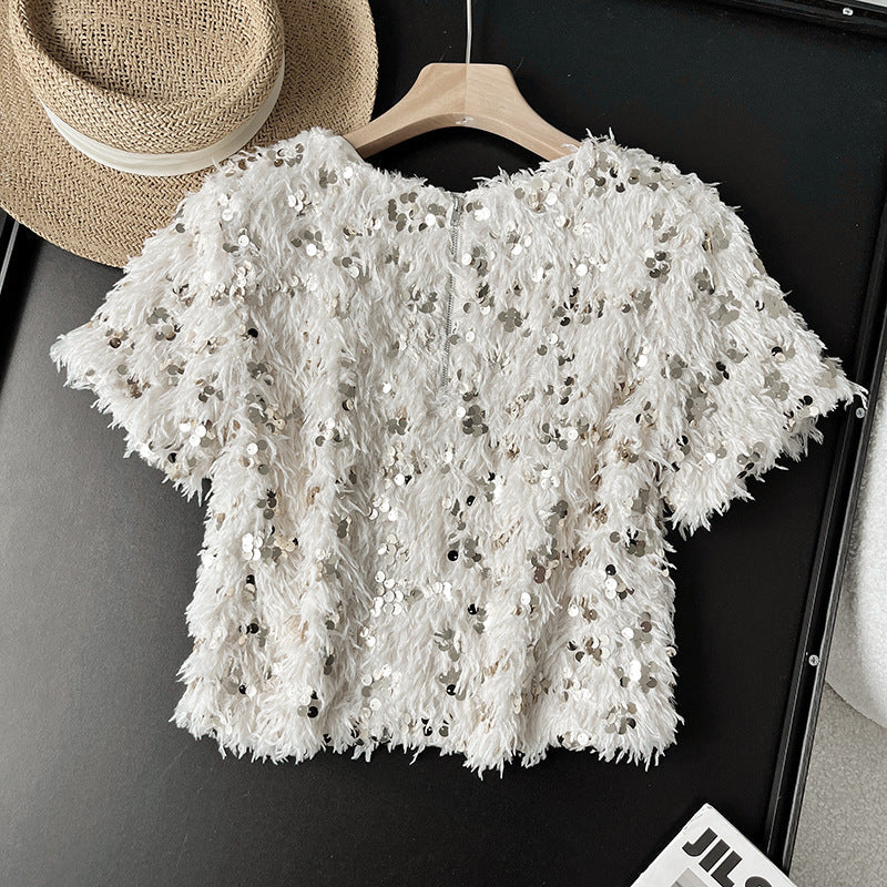 Levoire | T-Shirt Glamour Avec Plumes Et Paillettes