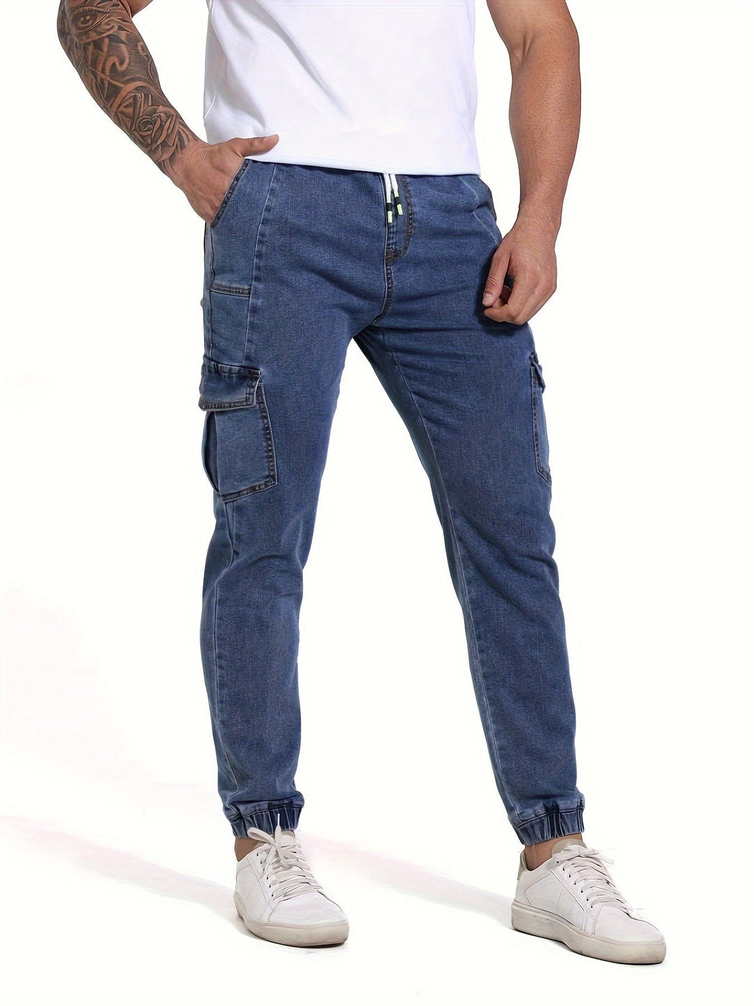 Levoire | Jeans Pour Hommes À Revers Coupe Régulière Avec Cordon