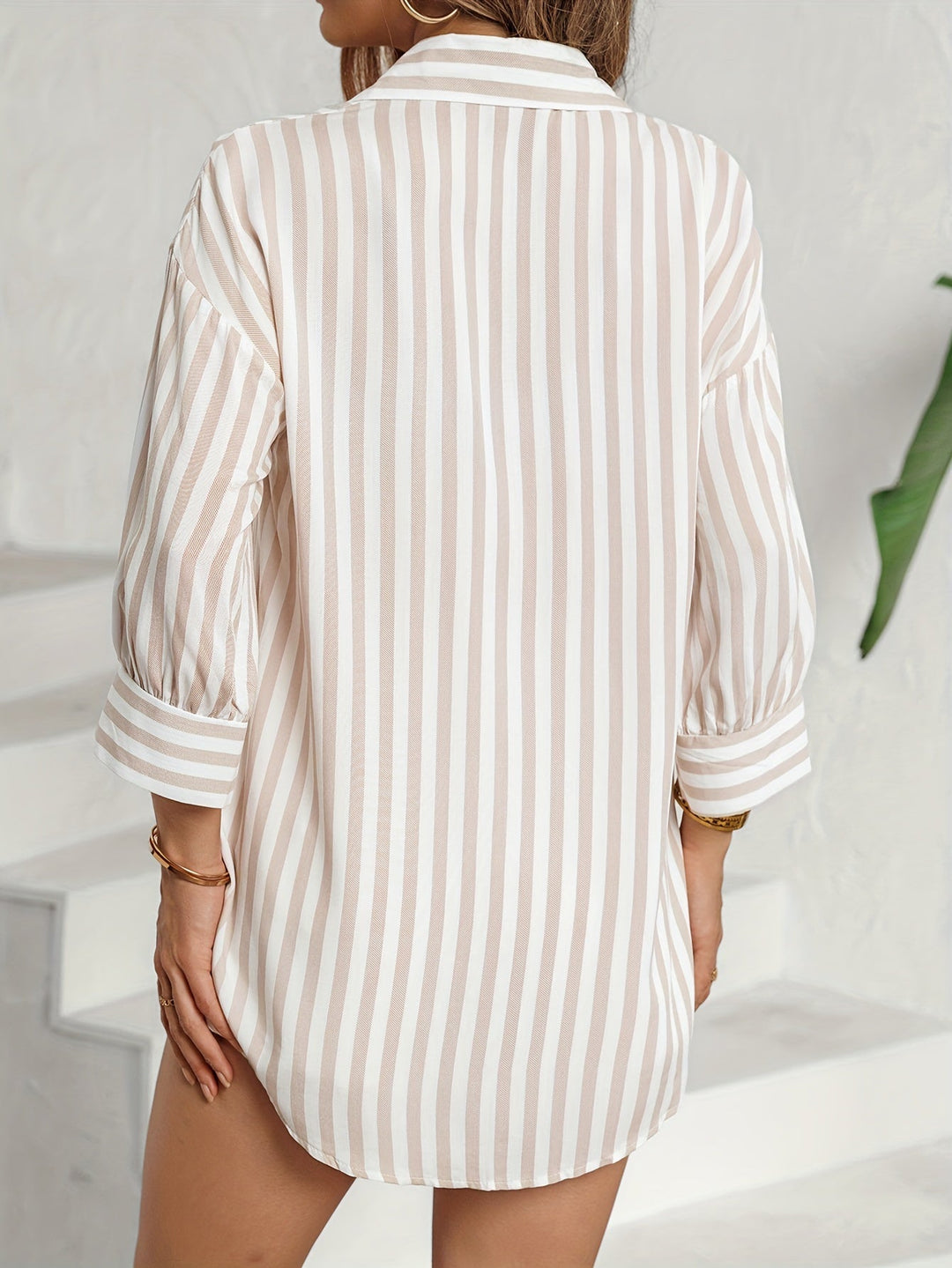 Levoire | Chemise Relaxante Rayée À Bouton Et Épaule Tombante