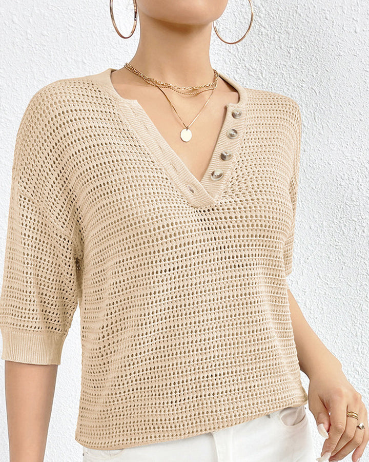 Levoire | Top aéré avec encolure en V Beige